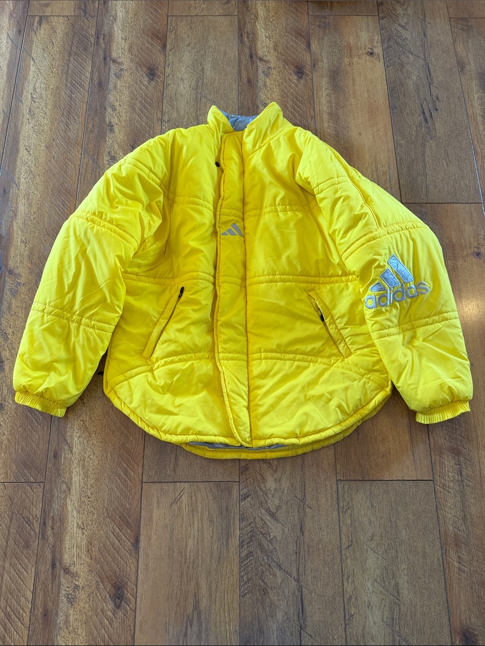 Vintage Adidas Yellow Puffer Coat Small
